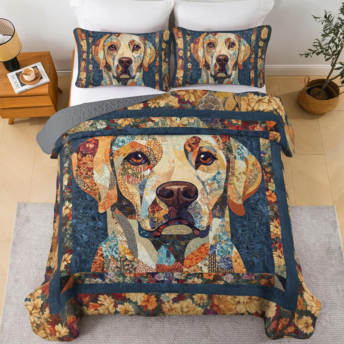 Shineful All Season Quilt 3-Piece Set Loyal Companion Labrador