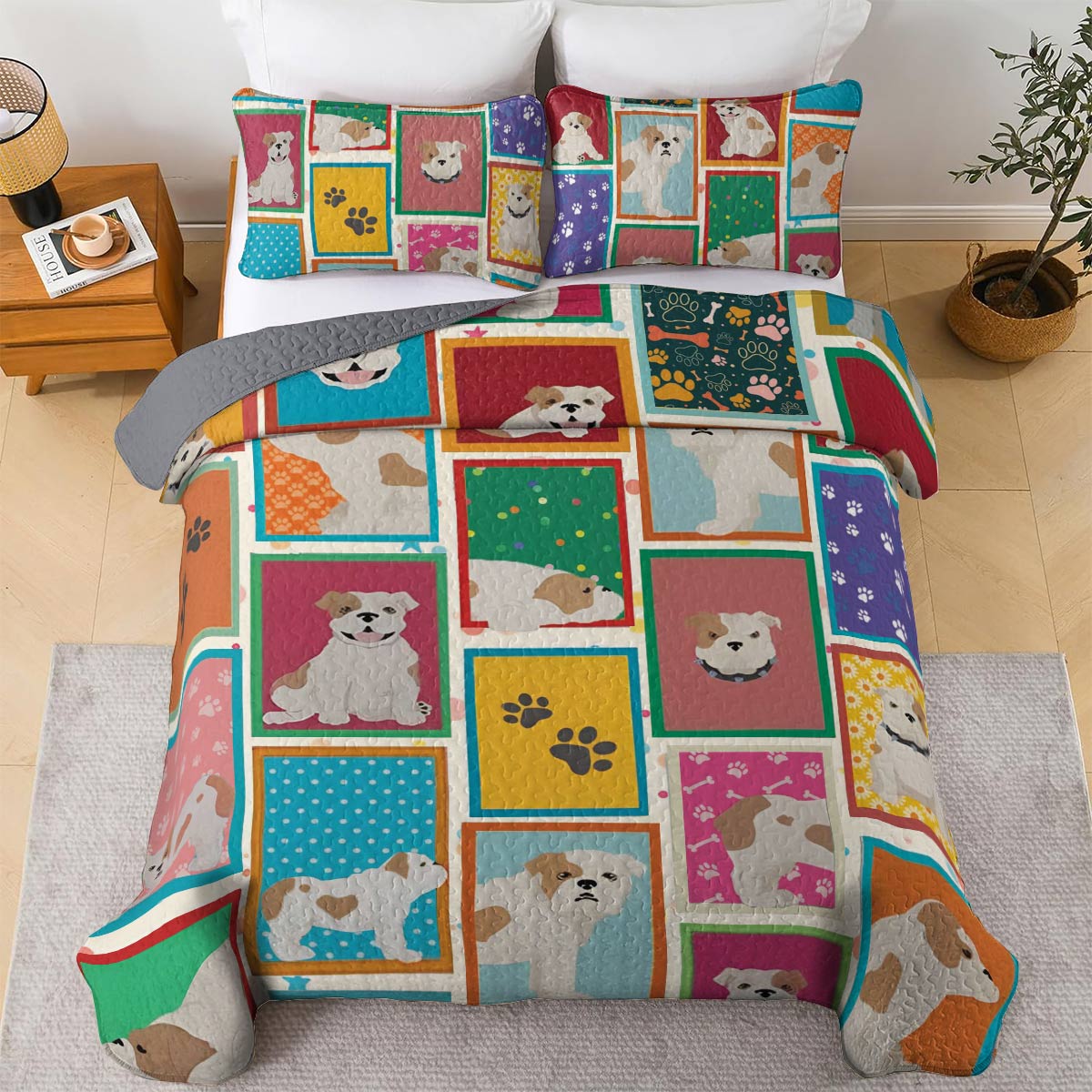 Shineful All Season Quilt 3-Piece Set Pitbull Fun