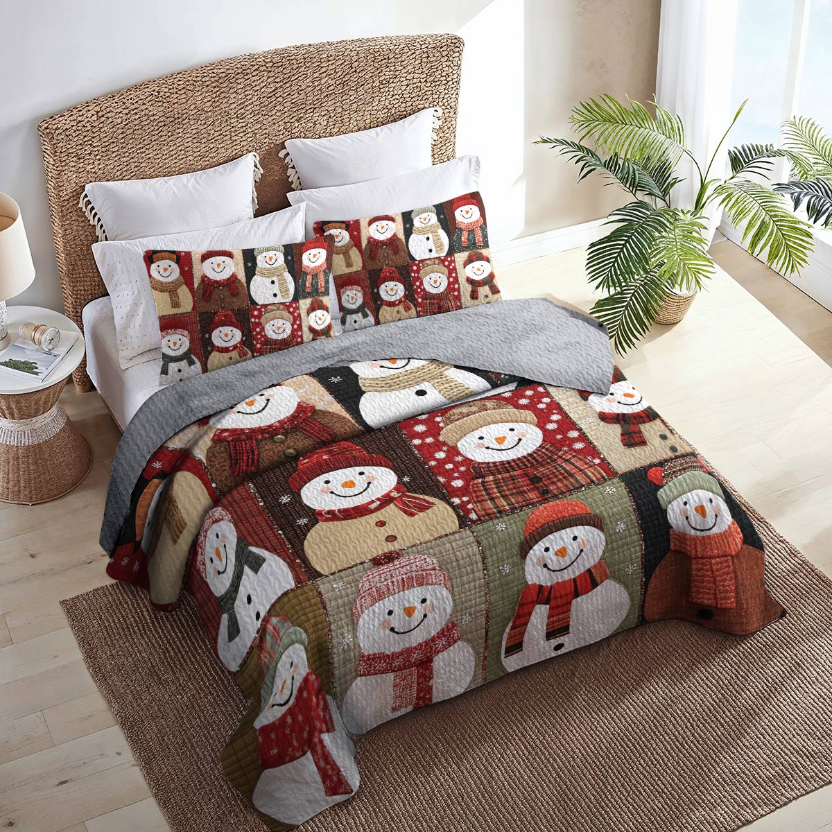 Shineful All Season Quilt 3-Piece Set - Christmas Cozy Snowman Bliss