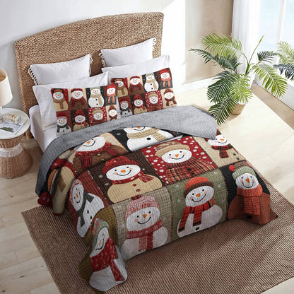 Shineful All Season Quilt 3-Piece Set - Christmas Cozy Snowman Bliss