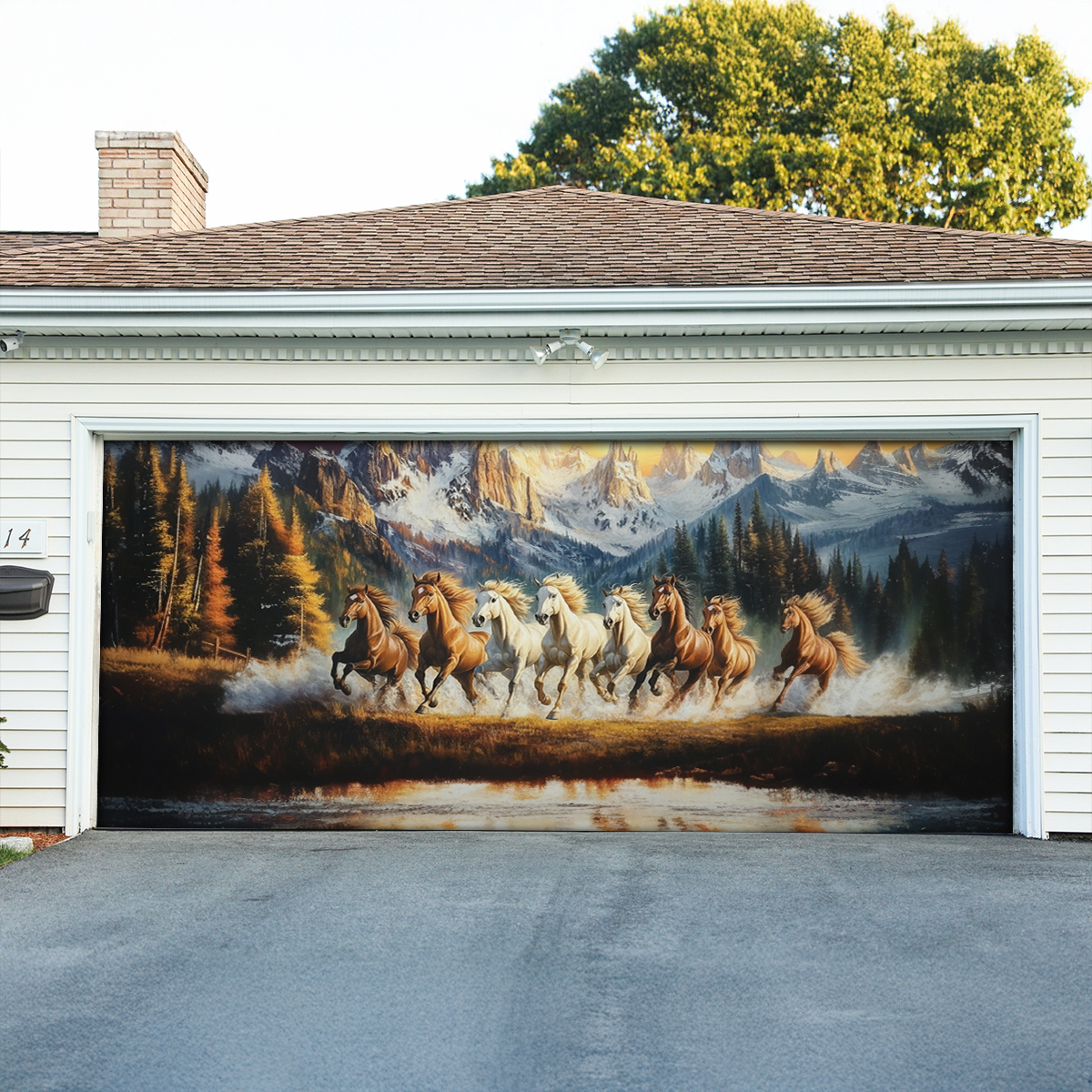 Shineful Garage Door Banner Decoration Freedom Run