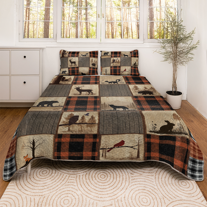 Shineful All Season Quilt 3-Piece Set Rustic Plaid Woodland