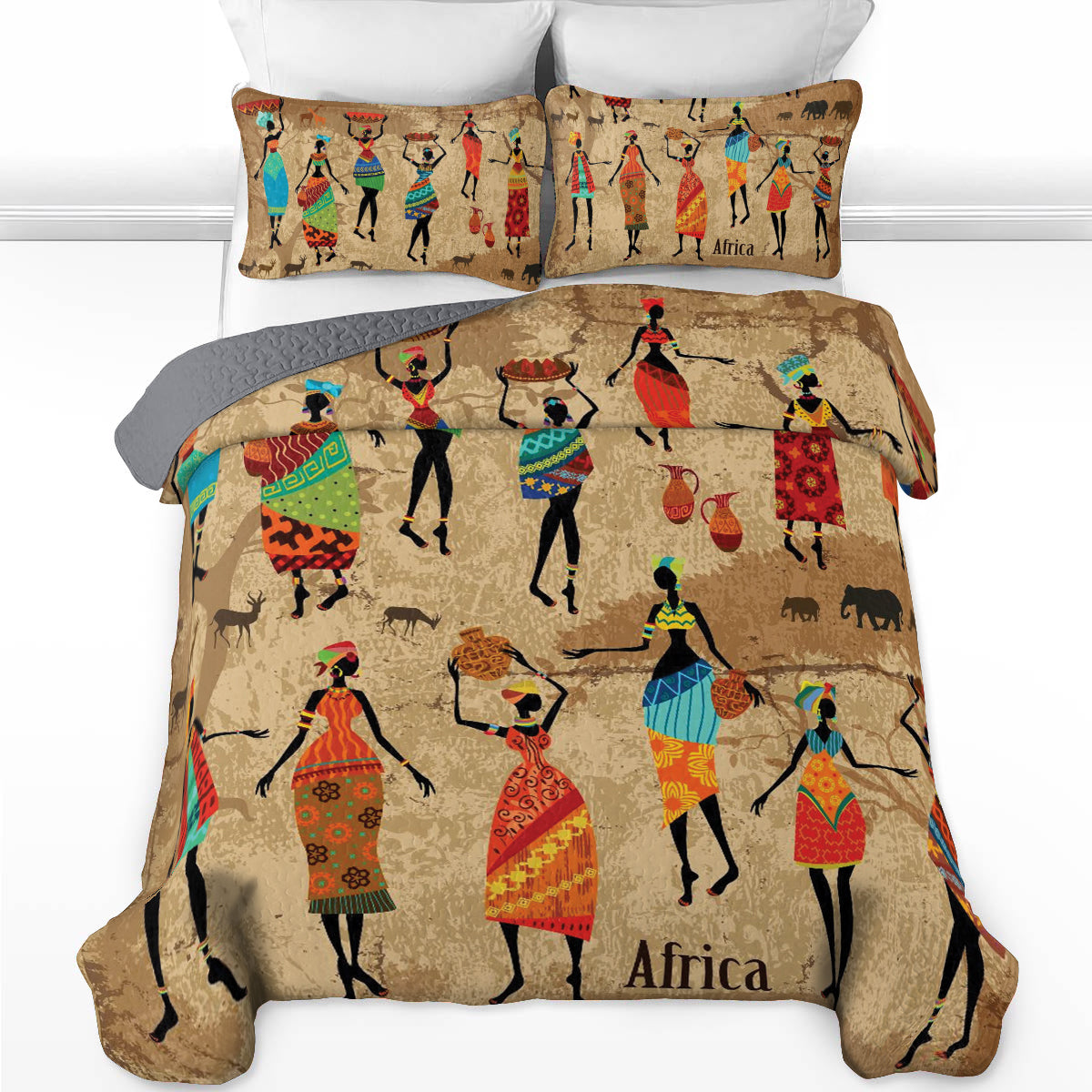 Shineful All Season Quilt 3-Piece Set African Rhythm