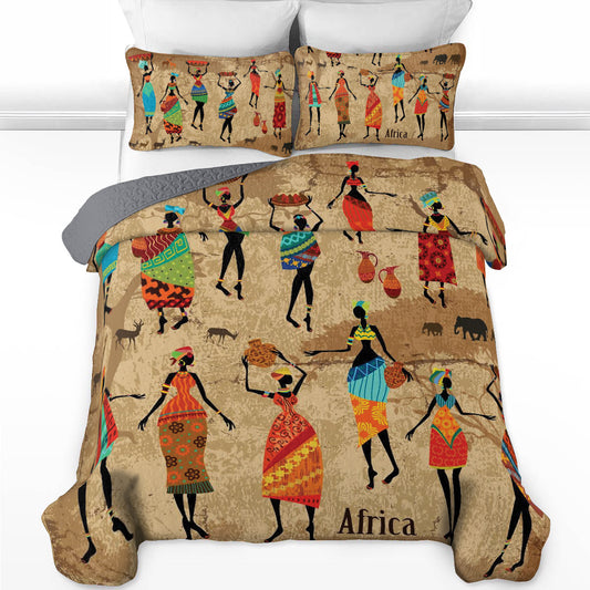 Shineful All Season Quilt 3-Piece Set African Rhythm