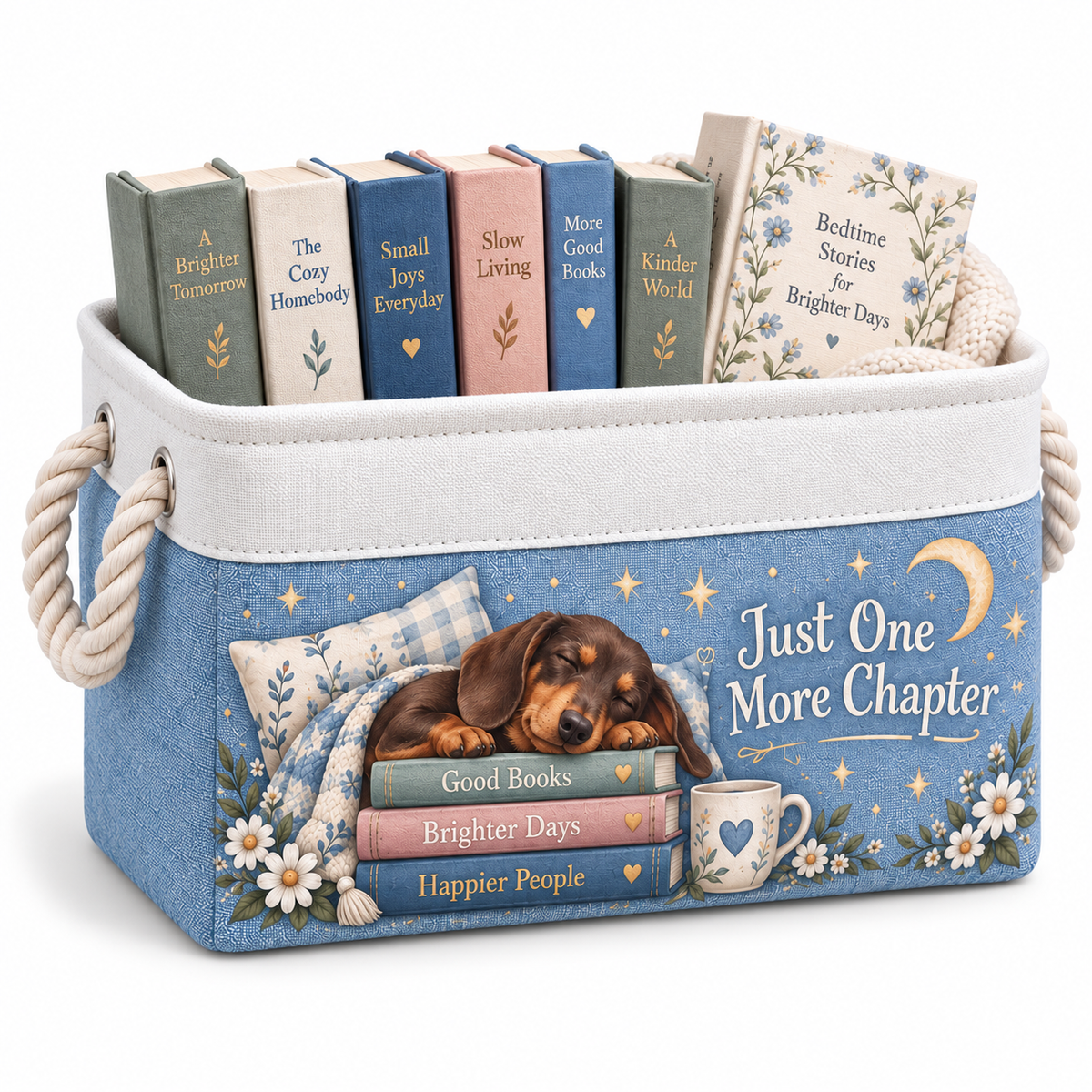 Shineful Dachshund Book Lover Book Basket