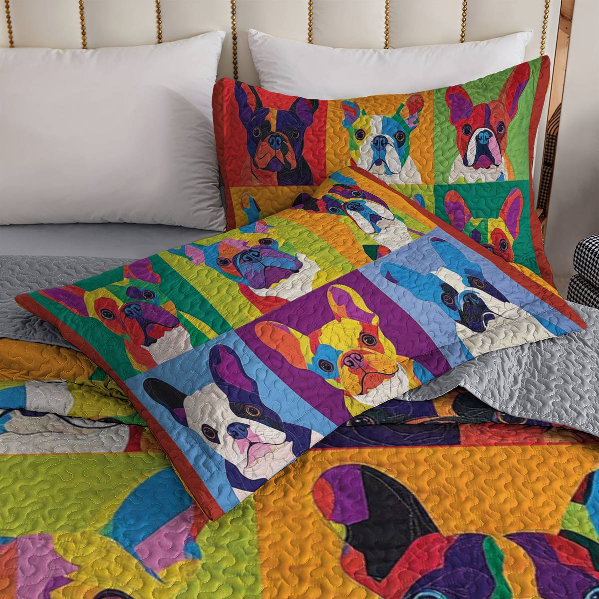 Shineful All Season Quilt 3-Piece Set Vibrant Bulldogs