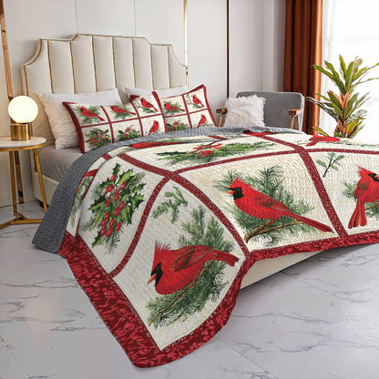 Shineful All Season Quilt 3-Piece Set Cardinal Christmas