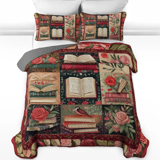 Shineful All Season Quilt 3-Piece Set Literary Rose Garden