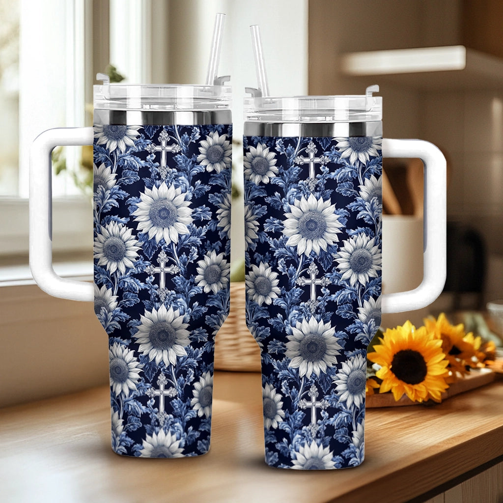 Shineful Tumbler Midnight Blue Sunflower Cross