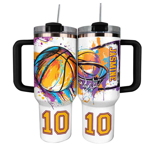 Shineful Personalized Tumbler Purple Basketball Lovely