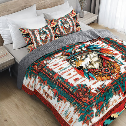 Shineful All Season Quilt 3-Piece Set - Native Spirit Wolf