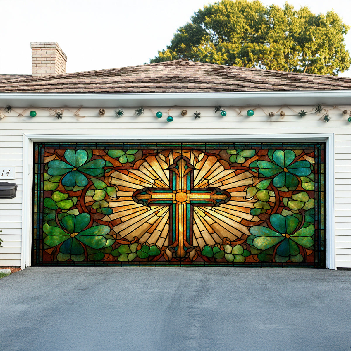 Shineful Garage Door Banner Decoration Celtic Cross Blessing