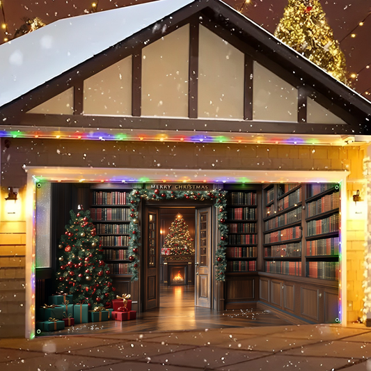 Shineful Garage Door Banner Decoration Christmas Library Book Lover