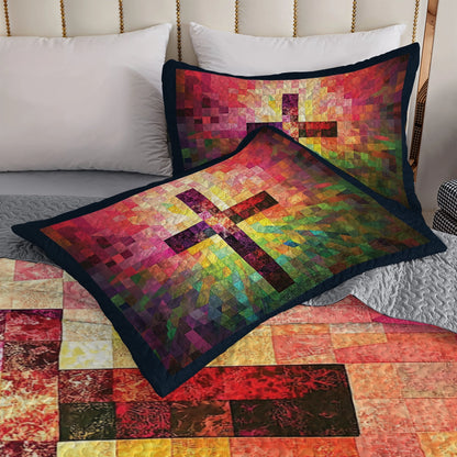 Shineful All Season Quilt 3-Piece Set - Faithful Colors Cross