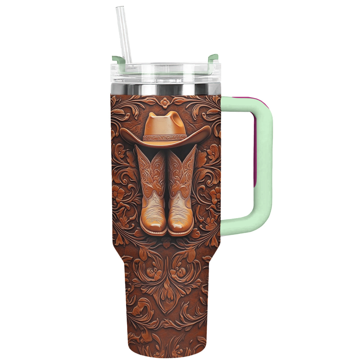Shineful Tumbler Cowboy Leather Tooling