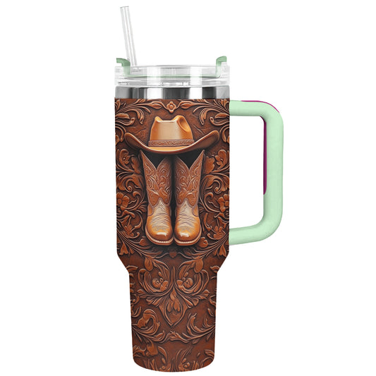 Shineful Tumbler Cowboy Leather Tooling