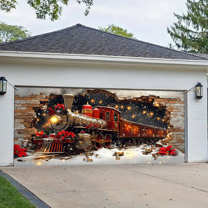 Shineful Garage Door Banner Decoration Holiday Train Burst
