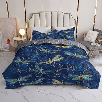 Shineful All Season Quilt 3-Piece Set Enchanted Dragonfly