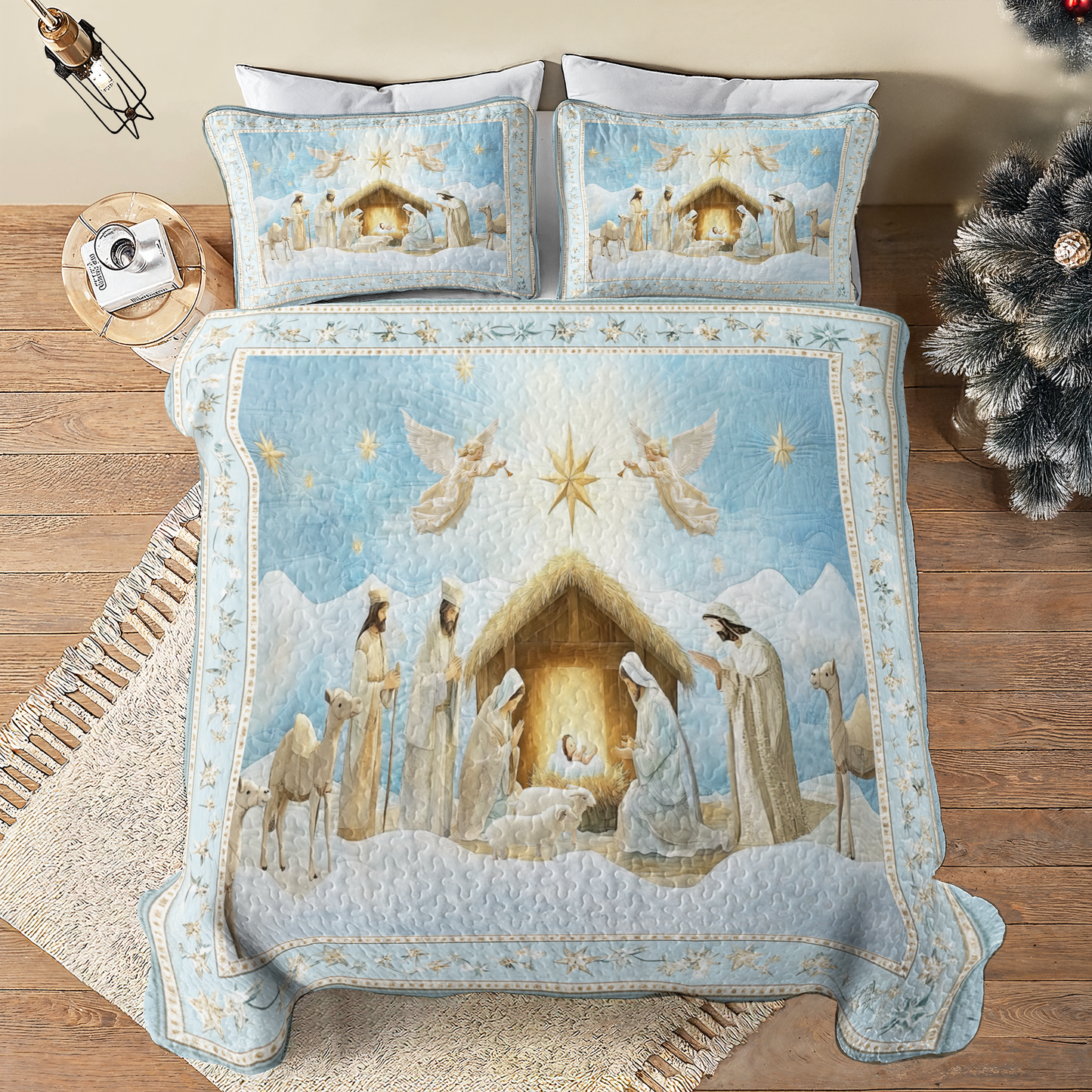 Shineful All Season Quilt 3-Piece Set Holy Night Nativity