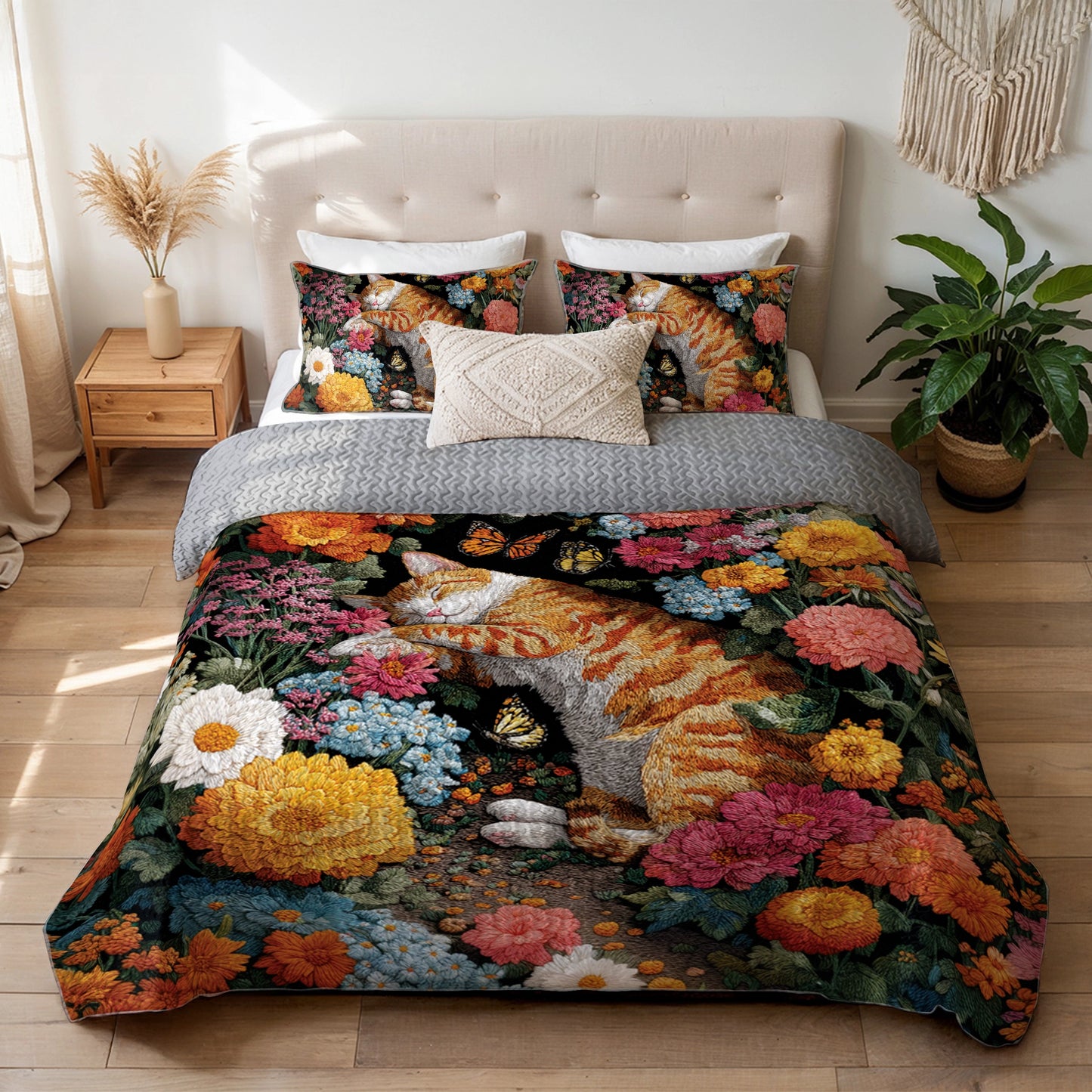 Shineful All Season Quilt 3-Piece Set Where The Cat Dreams