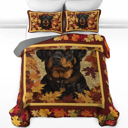 Shineful All Season Quilt 3-Piece Set - Fall Rottweiler Charm