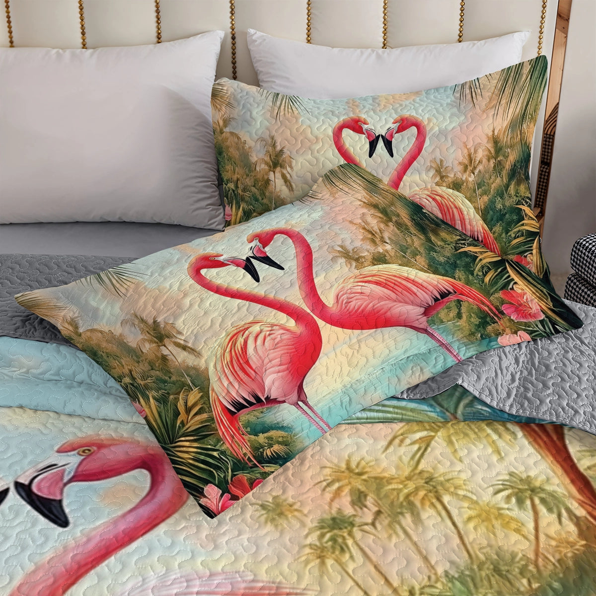 Shineful All Season Quilt 3-Piece Set - Tropical Flamingo Love