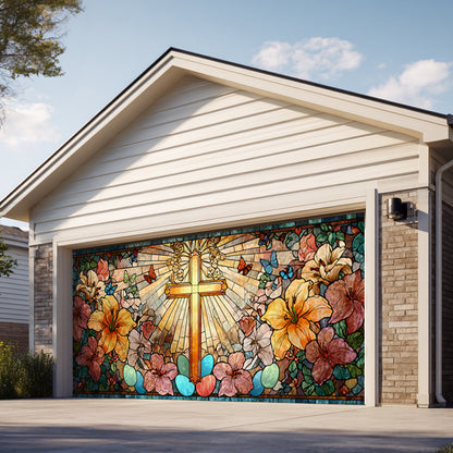Shineful Garage Door Banner Decoration Radiant Cross Easter
