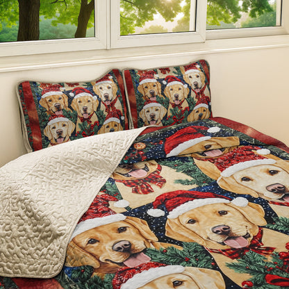 Shineful All Season Quilt 3-Piece Set Christmas Golden Dreams