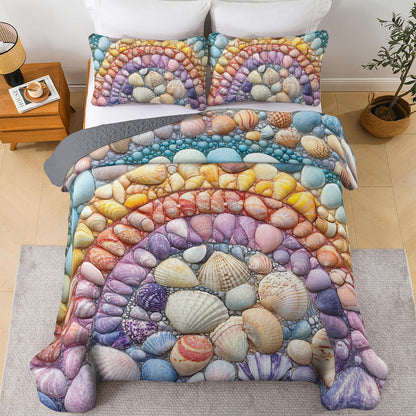 Shineful All Season Quilt 3-Piece Set Rainbow Seashell