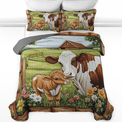 Shineful All Season Quilt 3-Piece Set Mother Cow and Calf
