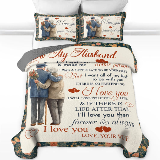 Shineful All Season Quilt 3-Piece Set Family Forever Love Husband