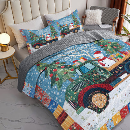 Shineful All Season Quilt 3-Piece Set Vintage Truck Holiday