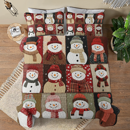 Shineful All Season Quilt 3-Piece Set - Christmas Cozy Snowman Bliss