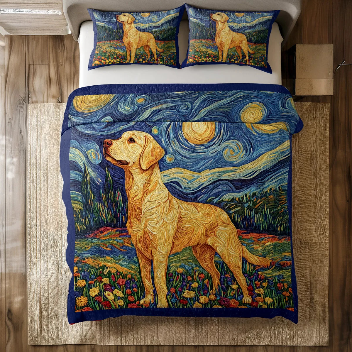 Shineful All Season Quilt 3-Piece Set - Wishing on a Star with My Labrador
