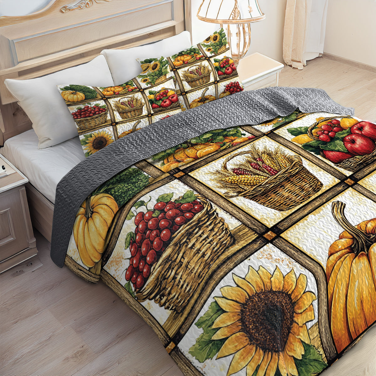 Shineful All Season Quilt 3-Piece Set Farm Fresh Produce V1