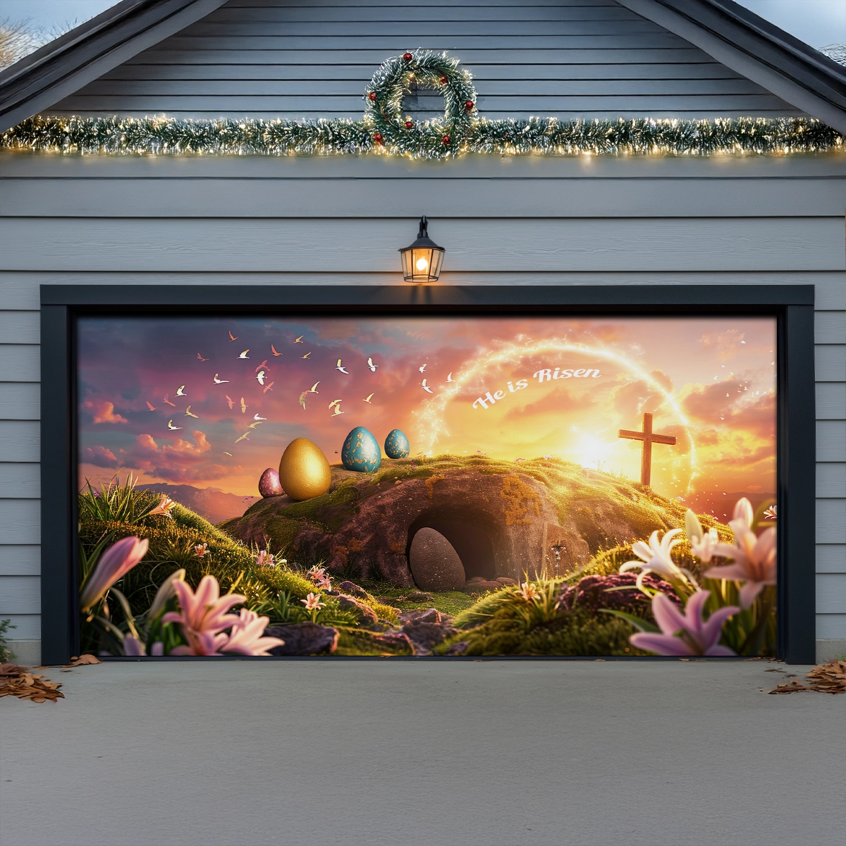 Shineful Garage Door Banner Decoration Resurrection Declared