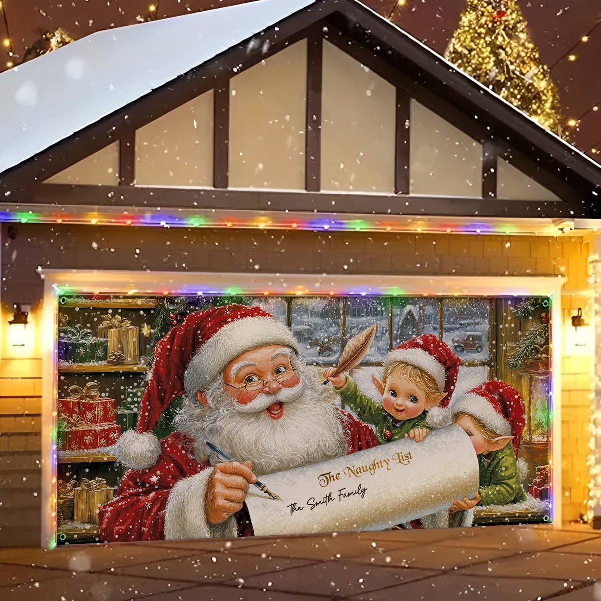 Shineful Garage Door Banner Decoration - Personalized The Naughty List Surprise