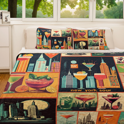Shineful All Season Quilt 3-Piece Set Wine New York Cocktail Vibes