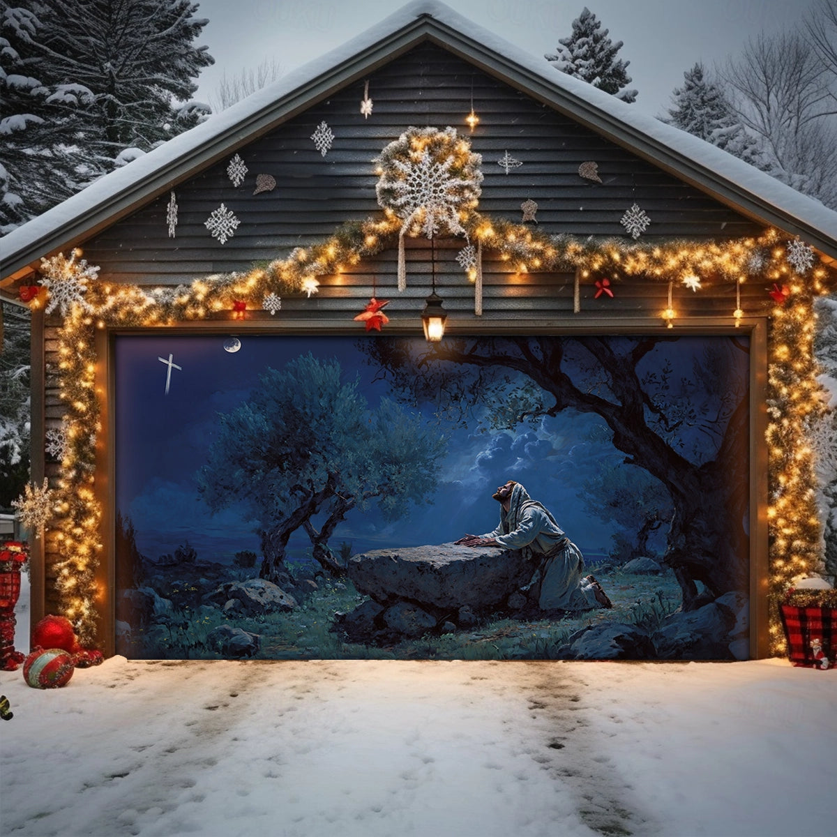 Shineful Garage Door Banner Decoration Vigil in Gethsemane