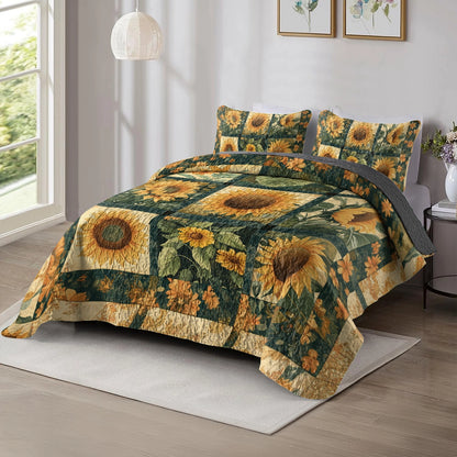 Shineful All Season Quilt 3-Piece Set Sunflower Harvest Comfort
