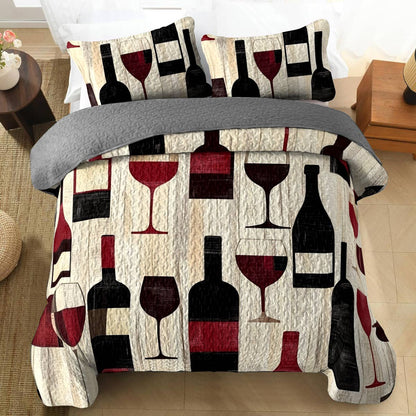 Shineful All Season Quilt 3-Piece Set Lustrous Wine