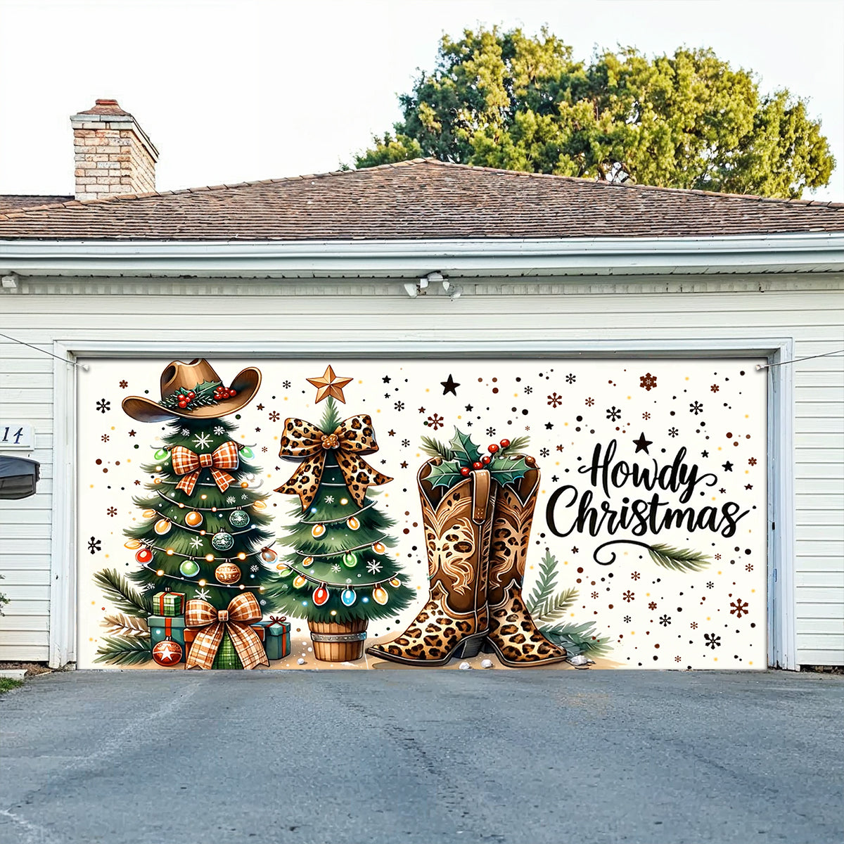 Shineful Garage Door Banner Decoration Howdy Christmas