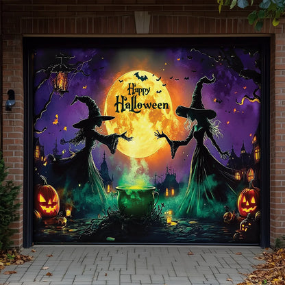 Shineful Garage Door Banner Decoration - Moonlit Witches