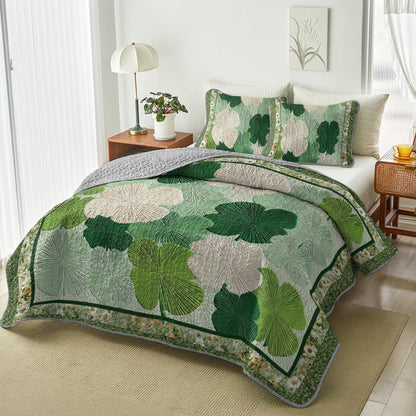 Shineful All Season Quilt 3-Piece Set Four Leaf Comfort