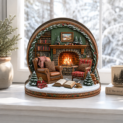 Shineful Christmas Fireplace Miniature Wooden Block