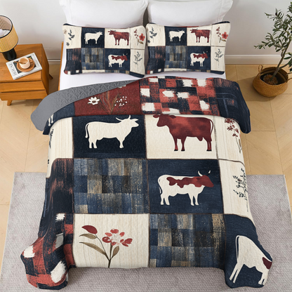 Shineful All Season Quilt 3-Piece Set - Cow Pattern