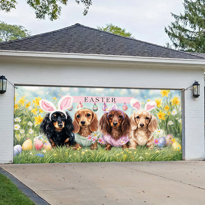 Shineful Garage Door Banner Decoration Bunny Ears Dachshund