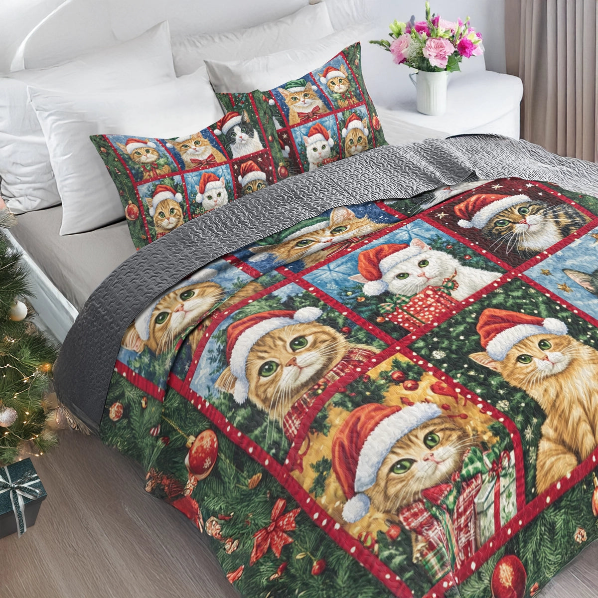 Shineful All Season Quilt 3-Piece Set Santa's Furry Helpers