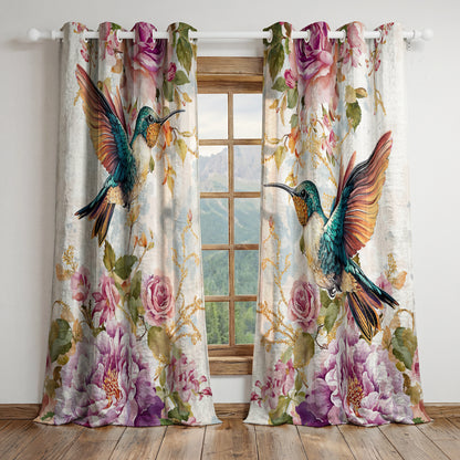 Shineful Quilted Curtain Hummingbird's Garden