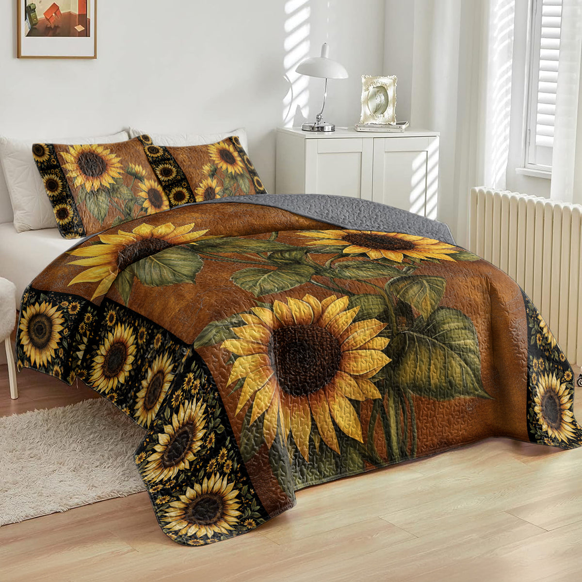 Shineful All Season Quilt 3-Piece Set Sunflower Garden v2